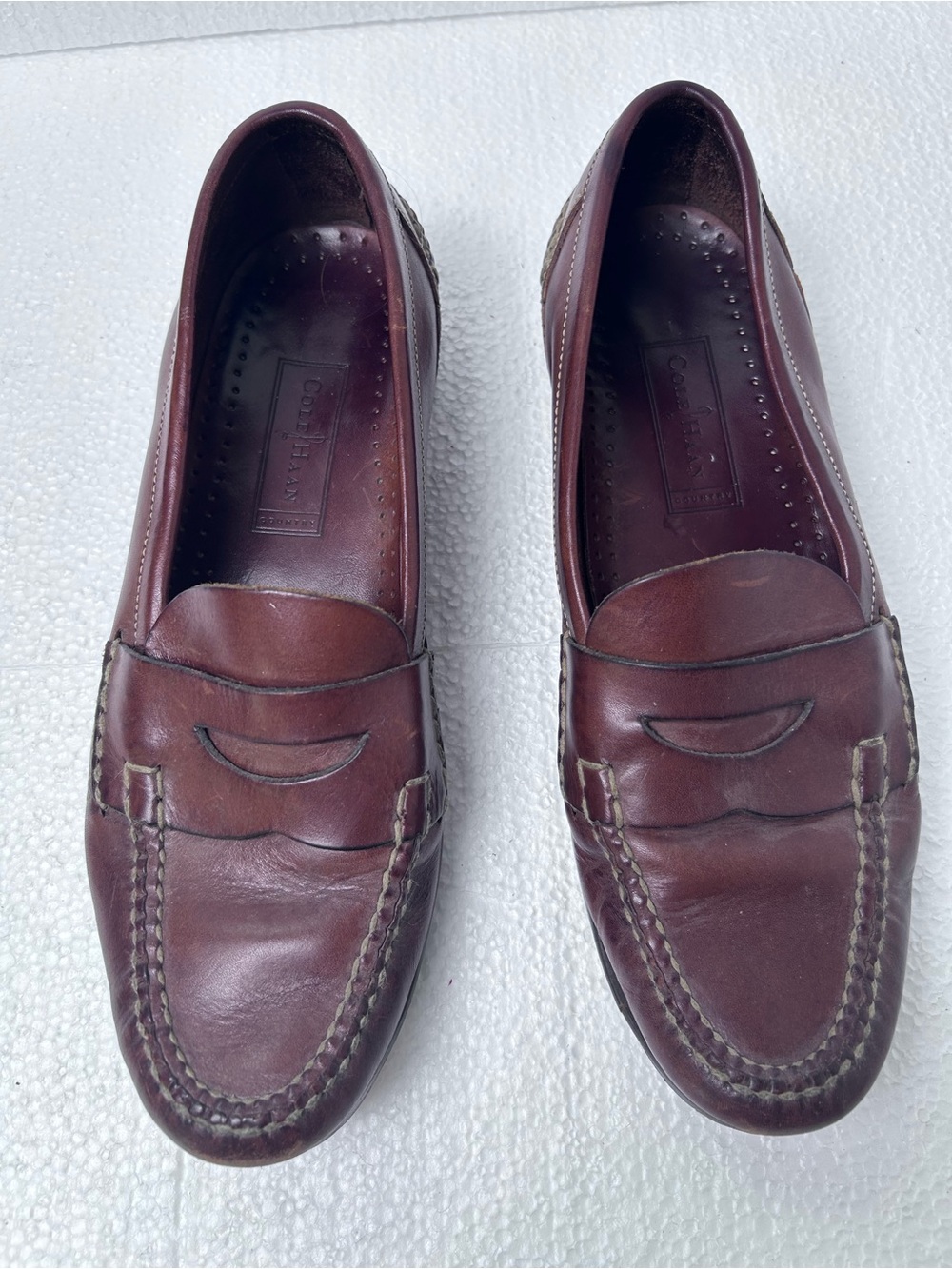 Cole Haan Men's Burgundy Leather Penny Loafers Country 11